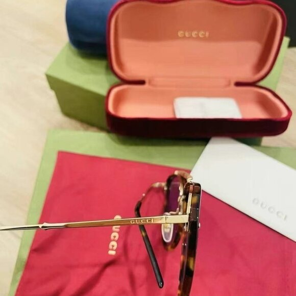 NIB Authentic Gucci Aviator Havana Blue Sunglasses - Picture 5 of 5